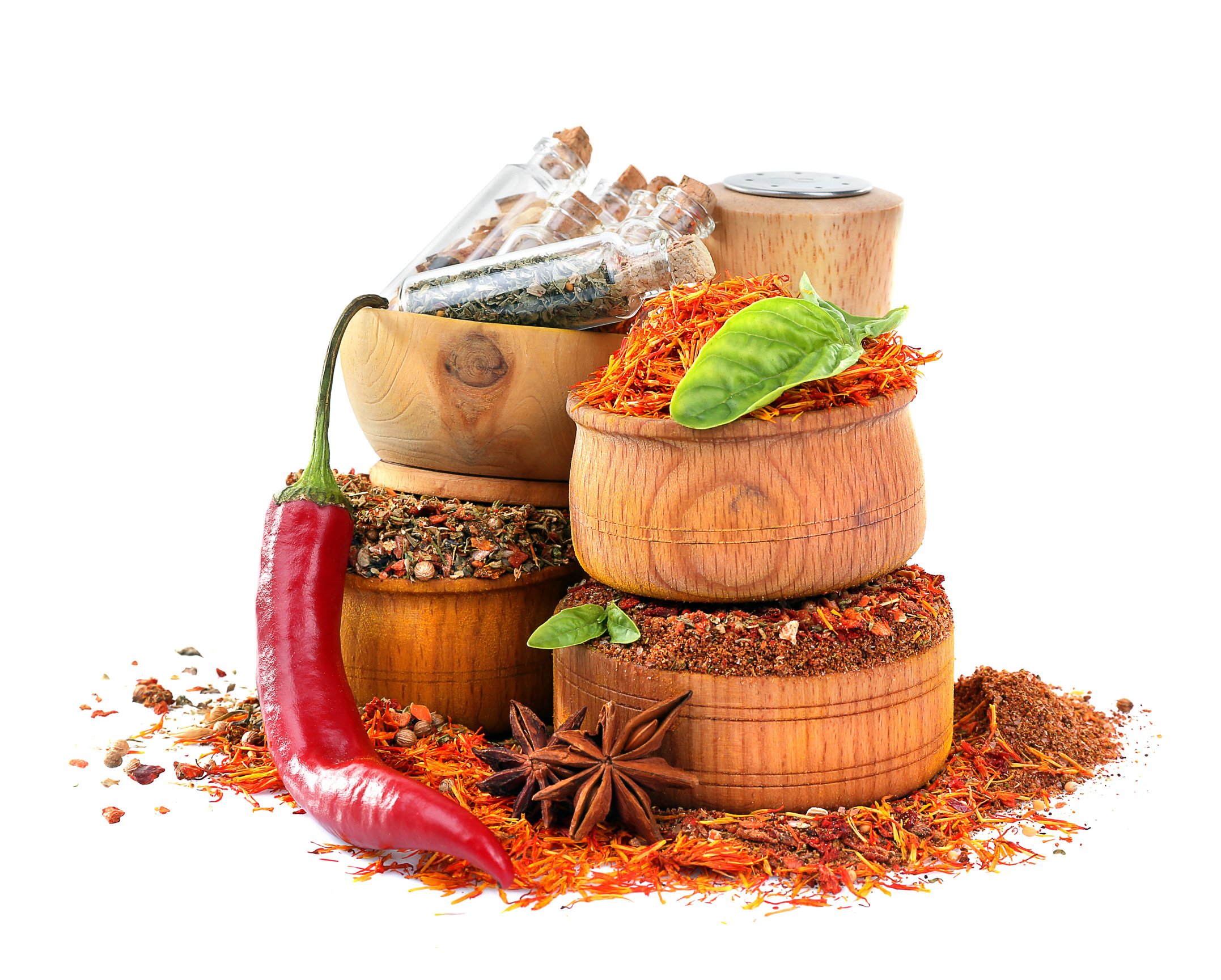 Composition of Spices on Light Background